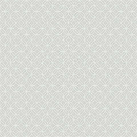 Grey & White Asian Lattice Wallpaper