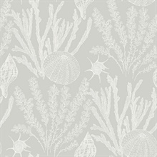 Grey & White Commercial Coral Wallpaper