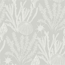 Grey & White Commercial Coral Wallpaper