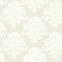 Grey & White Commercial Damask Wallpaper