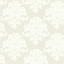 Grey & White Commercial Damask Wallpaper