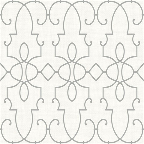 Grey & White Commercial Ironwork on Paperweave Wallpaper