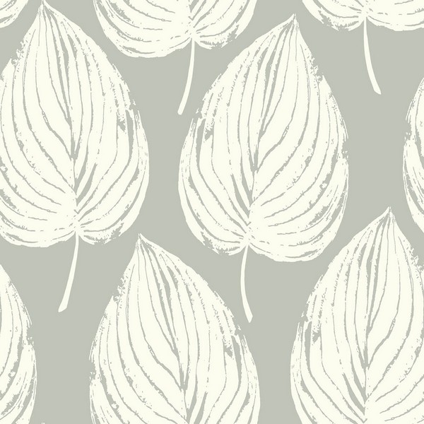 Grey & White Commercial Large Leaf Wallpaper | Grey Large Leaf 54