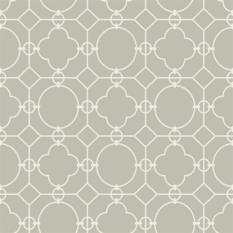 Grey & White Commercial Lattice Wallpaper