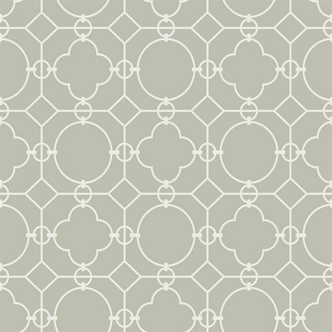 Grey & White Commercial Lattice Wallpaper