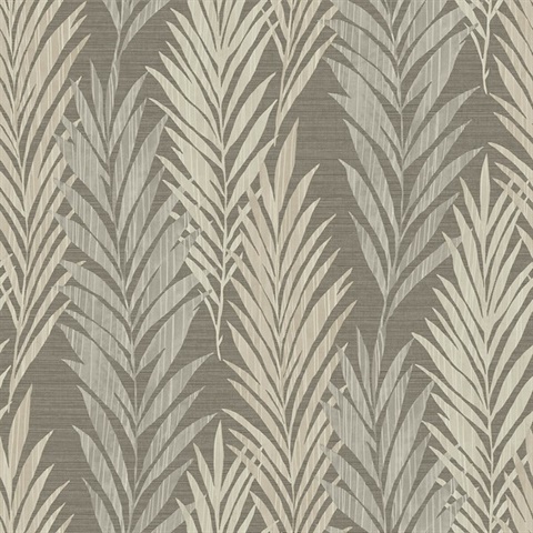 Grey & White Commercial Vertical Leaves Wallpaper