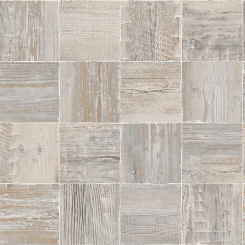 Grey & White Commercial Wood Squares Wallpaper