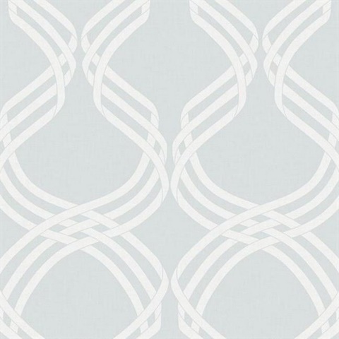 Grey & White Dante Ribbon Wallpaper