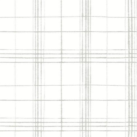 Grey & White Farmhouse Plaid Wallpaper