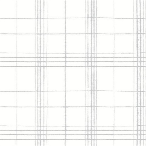 Grey & White Farmhouse Plaid Wallpaper