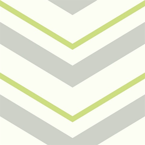 Grey, White & Green Commercial Chevron Wallpaper