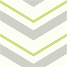 Grey, White & Green Commercial Chevron Wallpaper