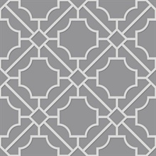 Grey & White Lattice Geometric Wallpaper