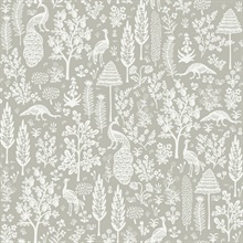 Grey & White Menagerie Toile Wallpaper