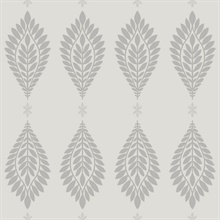 Grey & White Mirasol Palm Frond Medallion Wallpaper