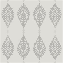 Grey & White Mirasol Palm Frond Medallion Wallpaper