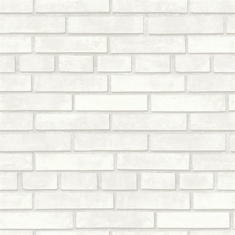 Grey & White Modern Brick Non Textured Wallpaper