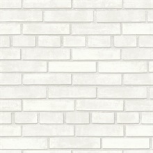 Grey & White Modern Brick Non Textured Wallpaper