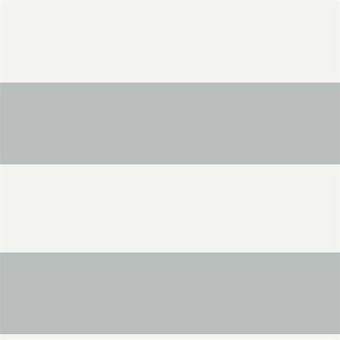 Grey & White Nautical Beach 6.5 In Horizontal Stripe Wallpaper