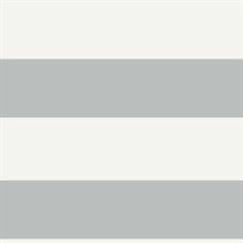 Grey & White Nautical Beach 6.5 In Horizontal Stripe Wallpaper