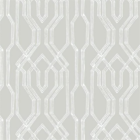 Grey & White Oriental Lattice Wallpaper