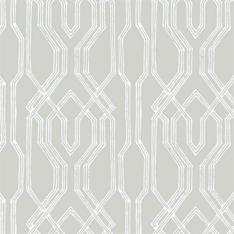 Grey & White Oriental Lattice Wallpaper