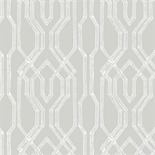 Grey &amp; White Oriental Lattice Wallpaper