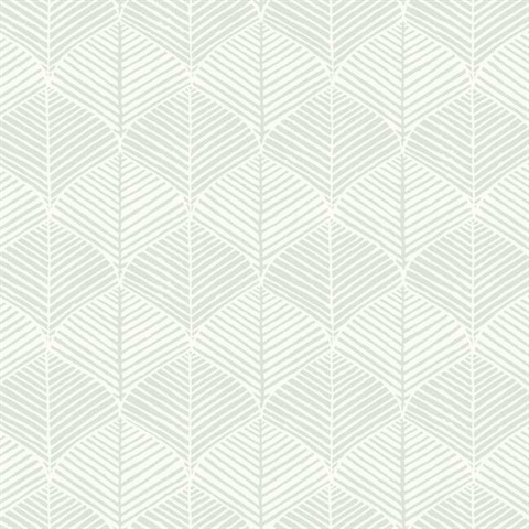 Grey & White Palm Leaves Thatch Prepasted Wallpaper