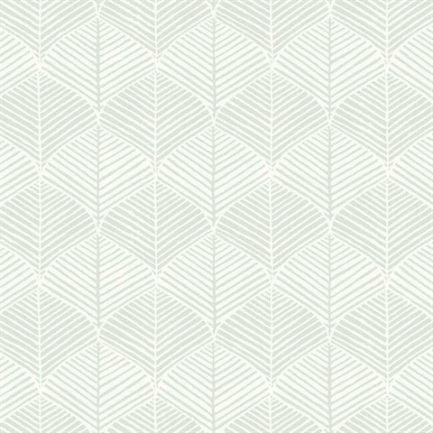 Grey & White Palm Leaves Thatch Prepasted Wallpaper