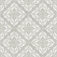 Grey & White Plumosa Mosaic Tile Wallpaper