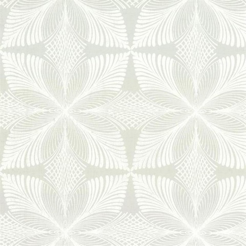 Grey & White Roulettes Art Deco Wallpaper