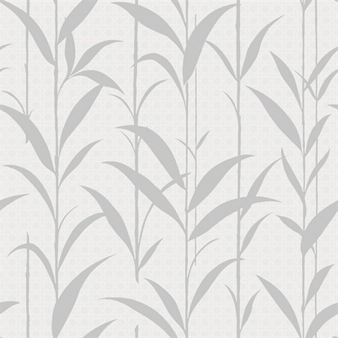 Grey & White Seagrass Leaves Wallpaper
