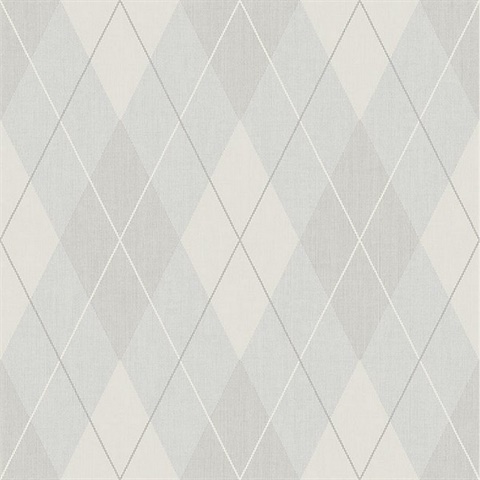 Grey & White Textured Argyle Wallpaper