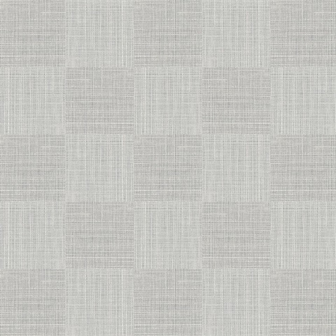 Grey & White Textured Checkered Woven Wallpaper