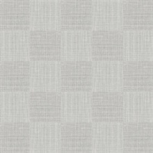 Grey &amp; White Textured Checkered Woven Wallpaper