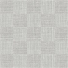 Grey & White Textured Checkered Woven Wallpaper