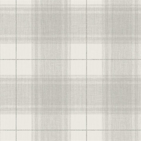 Grey &  White Textured Plaid Wallpaper