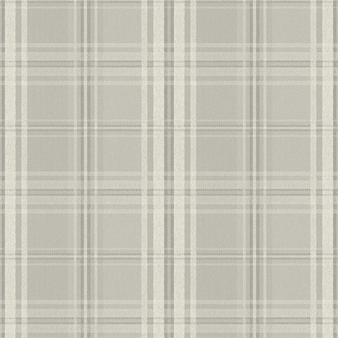 Grey & White Textured Plaid Wallpaper