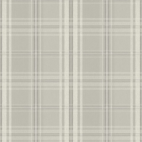 Grey & White Textured Plaid Wallpaper