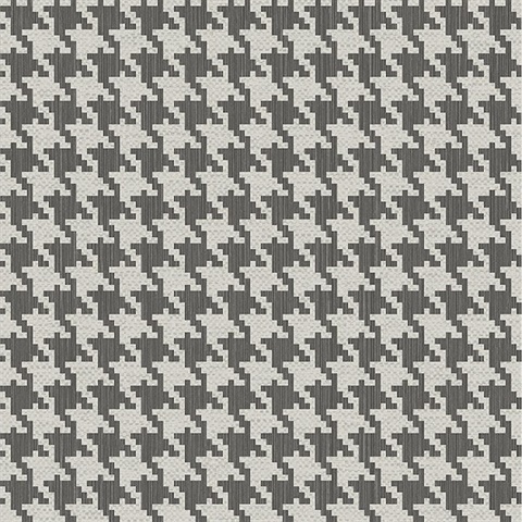 Grey &  White Textured Small Houndstooth Wallpaper