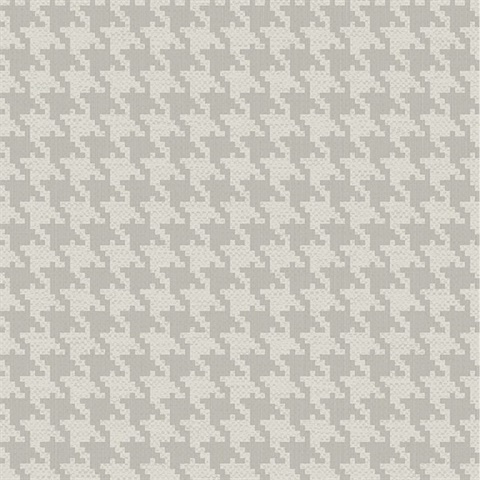 Grey &  White Textured Small Houndstooth Wallpaper