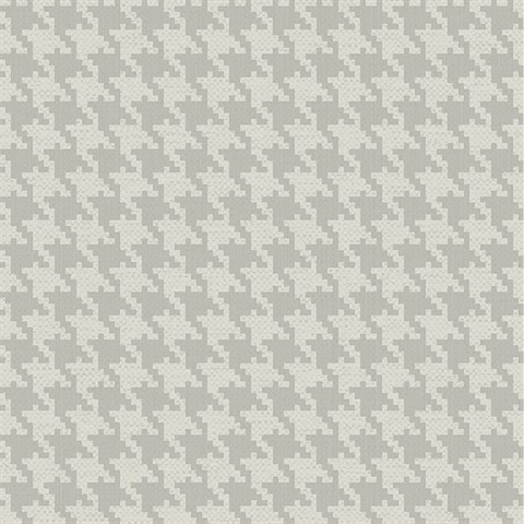 Grey &  White Textured Small Houndstooth Wallpaper