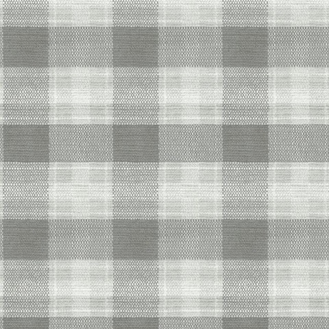 Grey Woven Buffalo Check Plaid Wallpaper