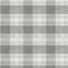 Grey Woven Buffalo Check Plaid Wallpaper