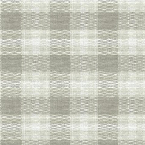 Grey Woven Buffalo Check Plaid Wallpaper