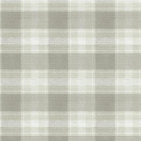 Grey Woven Buffalo Check Plaid Wallpaper