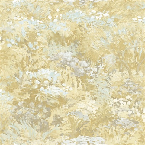 Grey & Yellow Commercial Wildflower Wallpaper