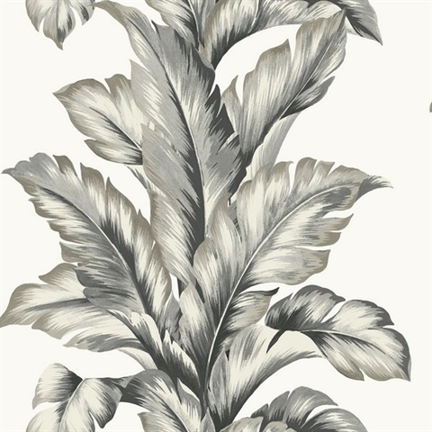 Greystone Vertical Banana Leaf Wallpaper