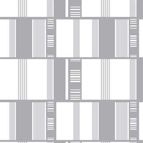 Grid Lock Metallic Silver & Grey Retro Wallpaper