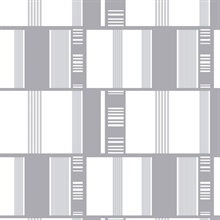 Grid Lock Metallic Silver &amp; Grey Retro Wallpaper